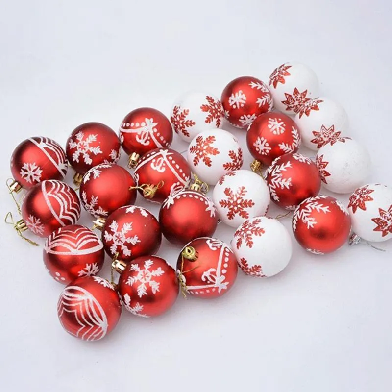 Decorazioni natalizie durevoli 24 pezzi Ciondoli a sfera per feste di buona qualità Ornamenti per alberi Pratiche palline di Natale Modello squisito per la casa