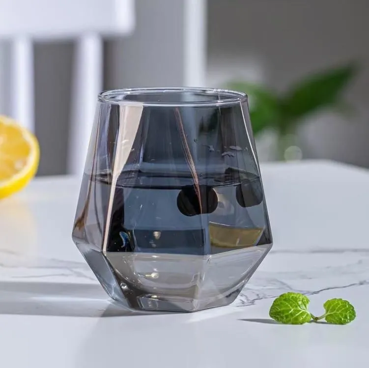 300ml Wine Glasses Milk Cup Colored Crystal Glass Geometry Hexagonal Cups Phnom Penh Whiskey SN4729