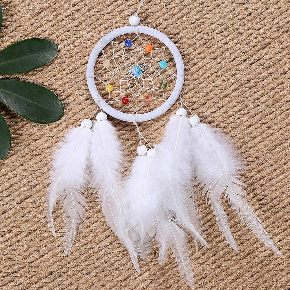 Feather Dream Catcher Dekorativa föremål Handgjorda väggar hängande vindklockor Creative Hollow Home Car Ornament Craft Decoration Gifts 1223404