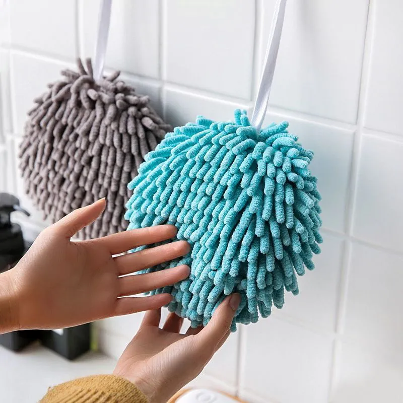 Chenille Hands Ball Soft Microfiber Handdukar med h￤ngande slinga Superabsorberande snabbt torrt k￶k badrumshandduk RRA21