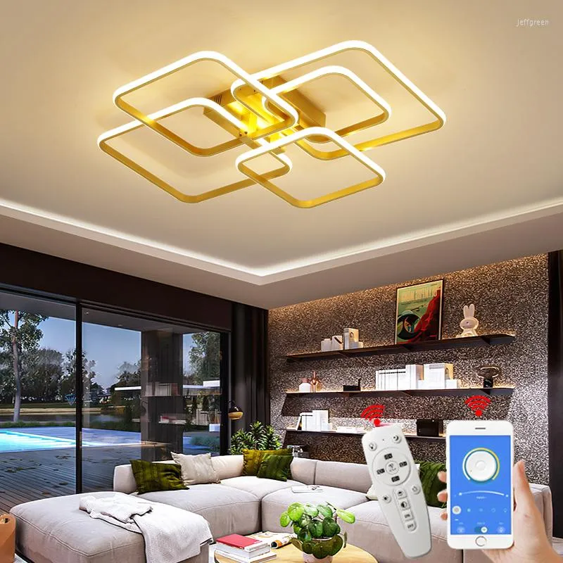 Ceiling Lights Dimming Gold Modern Led For Living Room Bedroom Indoor Lighting Lamp AC90-260V