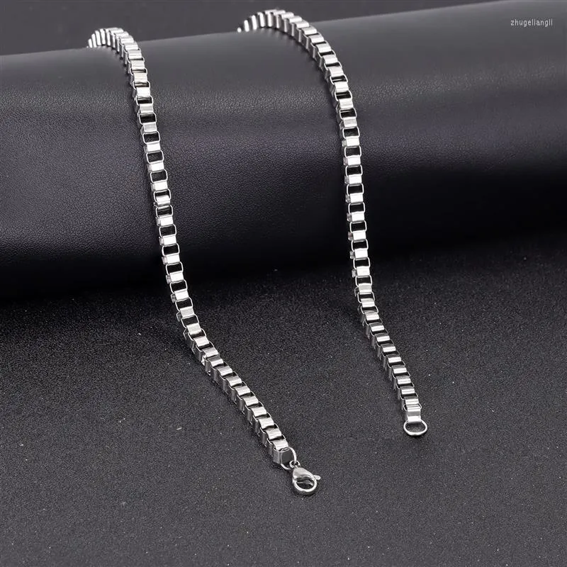 Link Bracelets 2/3/5mm Stainless Steel Square Shape Box Chain Necklace For Men Women DIY Jewelry Making Daily Wear Wholesale