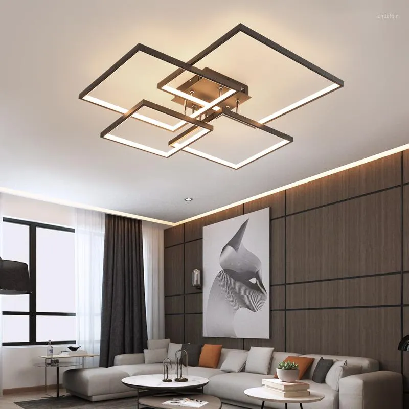 Lustres FANPINFANDO Plafond Led Moderne Pour Salon Chambre Noir Étude Cuisine Luminaires Intérieurs