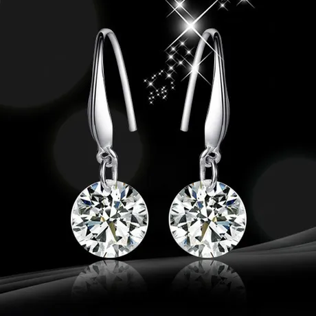 Luxury Style Platinum Plated Cubic Zirconia Dangle Earrings for Women Wedding Jewelry Wholesale