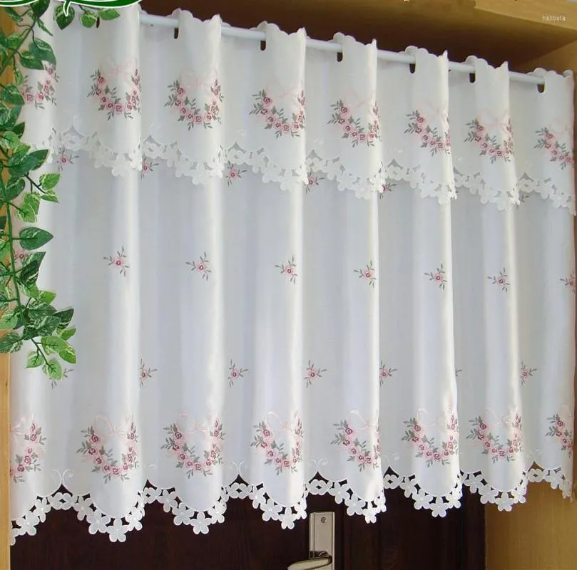 Curtain Half-curtain Embroidered Valance Partition Fashion Flowers Short For Kitchen Cabinet Door A-68