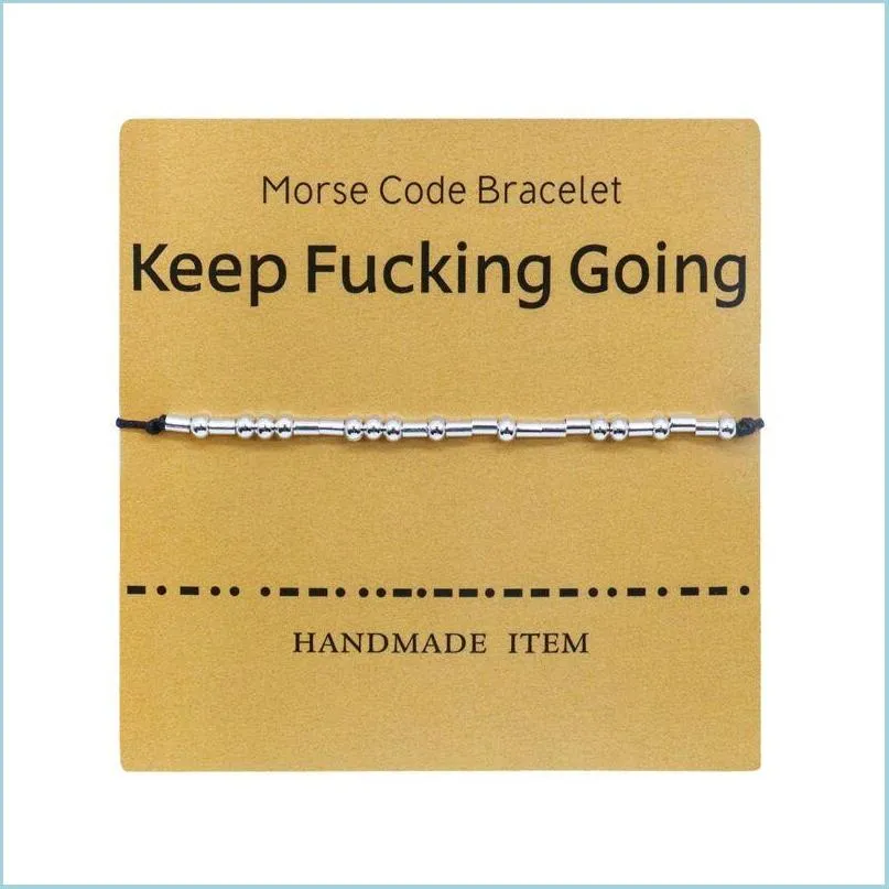 Version coréenne Morse Code Bracelet Riz Perle Ensemble Caractère Papier Carte Drop Livraison 2022 Bijoux Colliers Pendentifs Dhai6