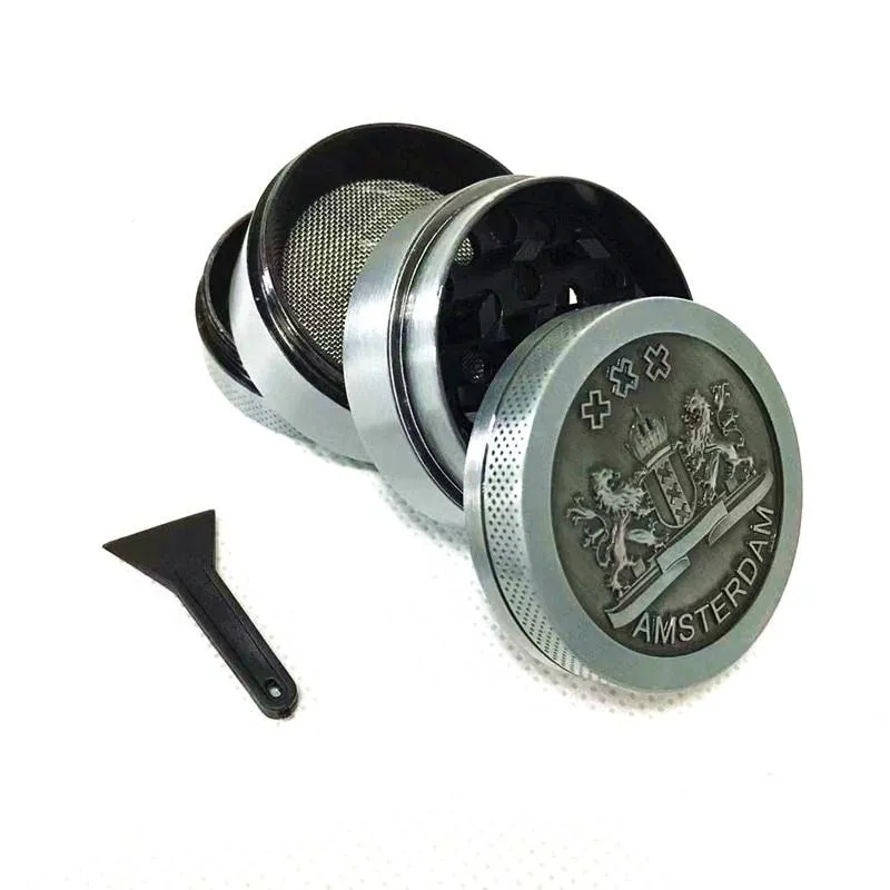 Herb Grinder Tobacco Grinders smoking shop cnc teeth filter net Double Lion Shape Smoke Crusher Bong CHROMIUM CRUSHER