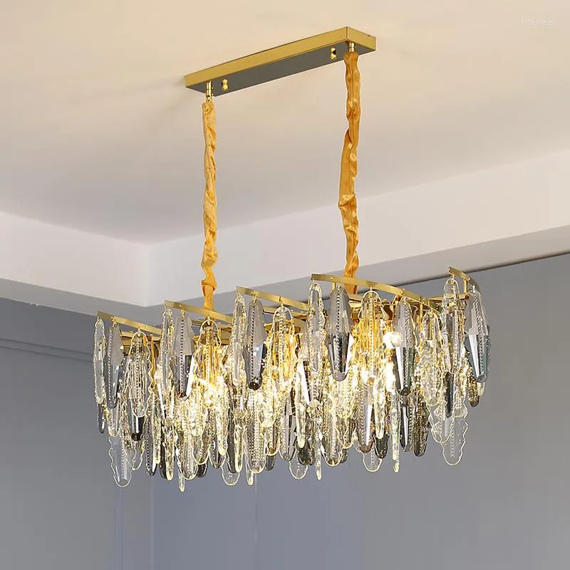 Ljuskronor lyxig guld ljuskrona belysning för restaurang ovala kristallarmaturer modern heminredning led lampa sot glans