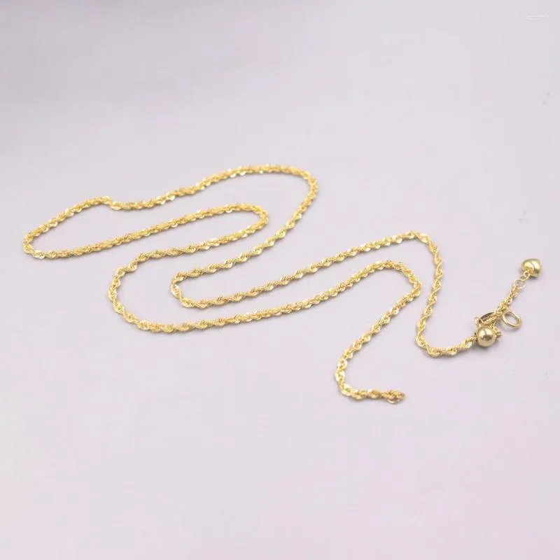 Chains AU750 Pure 18K Yellow Gold Necklace 2mm Twisted Rope Chain Adjustable 2.8g /20inch For Women Gift