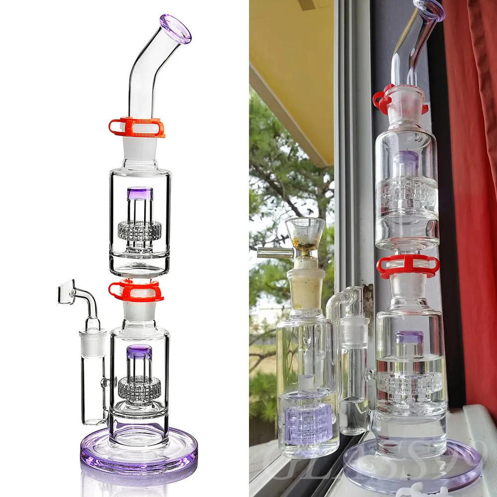 Stereo Matrix Perc Hookah Pipe 17.7 Inch Tall Bong Thick Glass Dab Rig