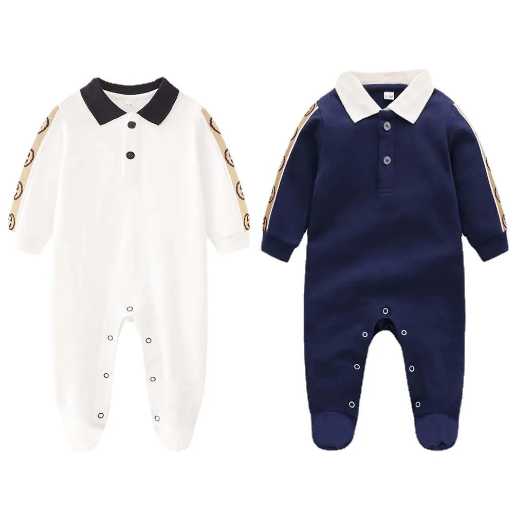 Дизайнерские детские ромперы новорожденные детская одежда унисекс мальчики и девочки с длинным рукавом изделия из вязаного хлопчатобумажного борта