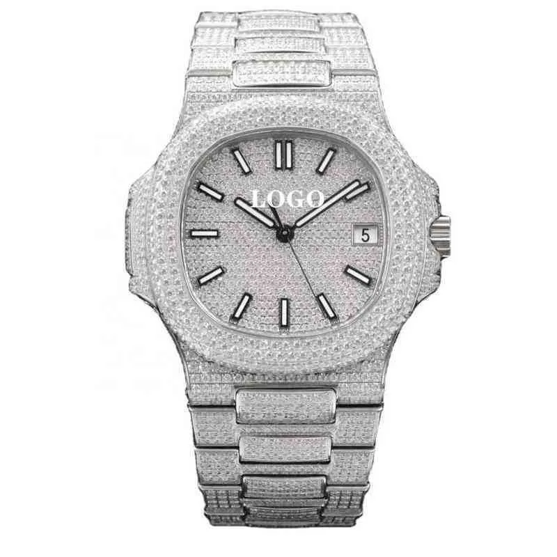 Cristal de zircon Montres de luxe pour hommes Pate Philipp watch Diver's Watch Taille 40 mm ETA 324 Mouvement Gypsophila Ice Out Cube Diamond