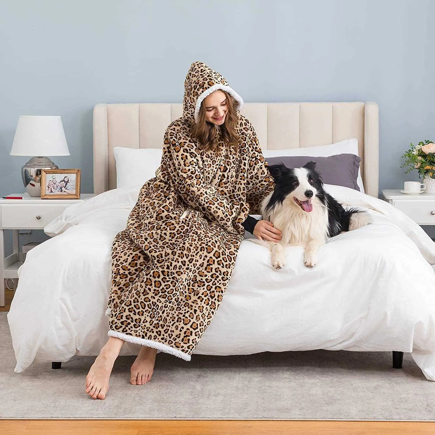 Leopard print online blanket hoodie