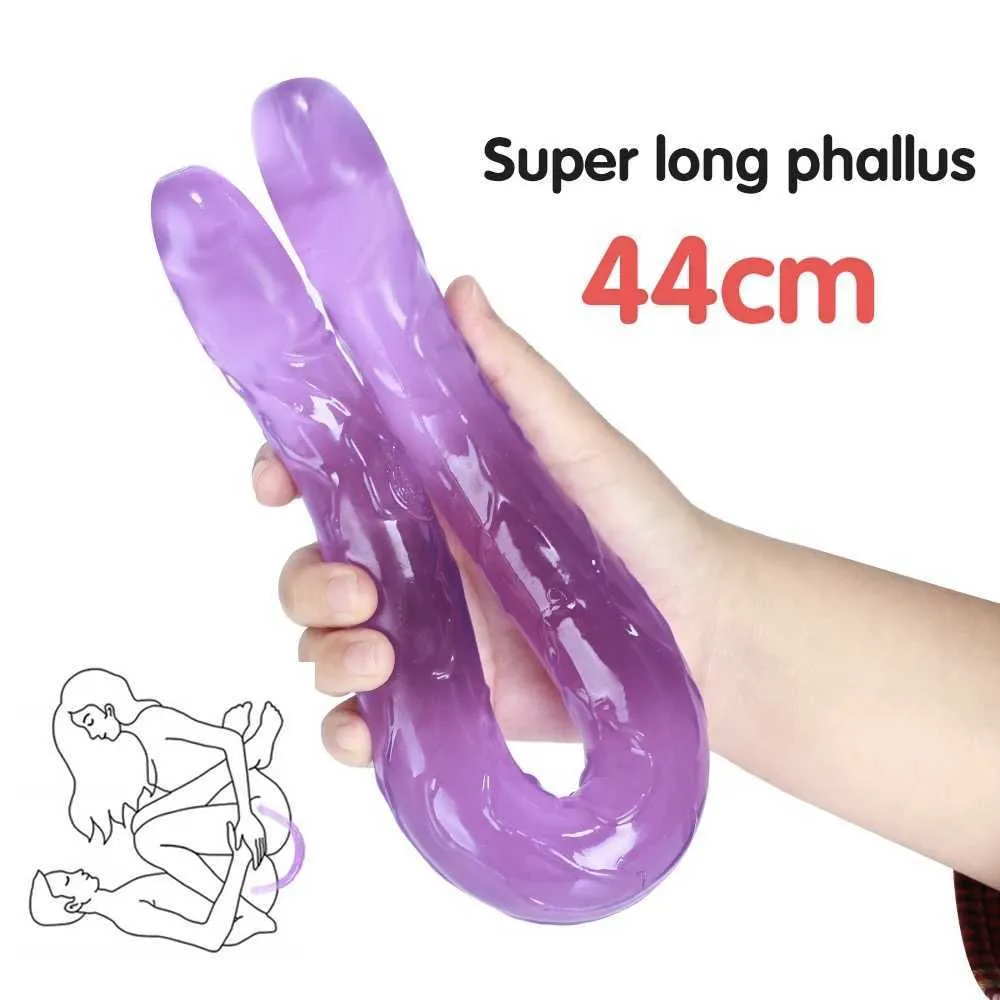 뷰티 아이템 Zachte Dildo Dubbele Lange Realistische Cock Lesbische Vaginale Anale Anale 플러그 Flexibele Nep 음경 Voor Vrouwen 섹시한 장난감