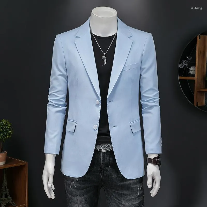 Ternos masculinos Plyesxale Sky Blue Casual Man Blazer Jaqueta elegante 5xl Big Size Men Wedding Men Slim Fit Back Double Splits Blazers Q1307