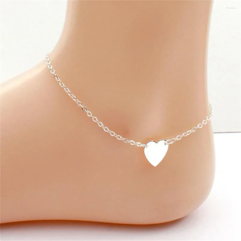 Fußkettchen Einfaches Herz Für Frauen Sommer Fußschmuck Barfuß Bein Armband Böhmische Kette Knöchel Sandale Armbänder Strand Geschenke