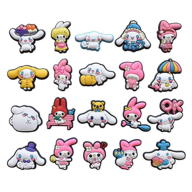 50 stcs pvc ml cartoonschoen charmes kawaii Japan anime boog hart bloem koker jibz fit polsbandjes meisjes schoenen ornamenten