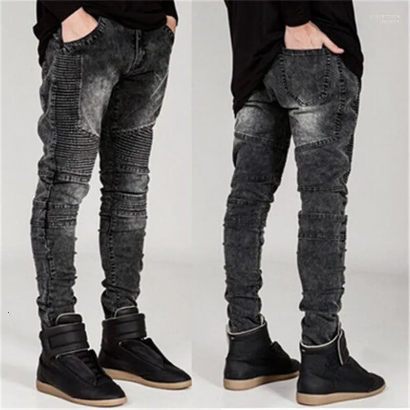Men's Pants Men's 7 Styles Men Stretchy Ripped Skinny Biker Embroidery Print Jeans Destroyed Hole Taped Slim Fit Denim Scratched High