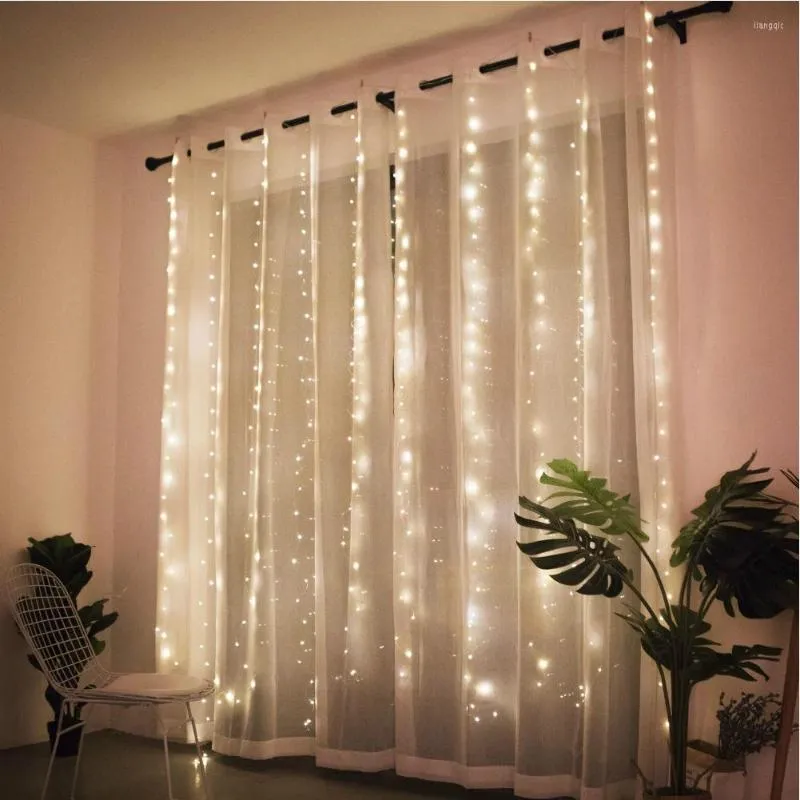 سلاسل 5.5 متر LED String Lights Ed Curtain USB Flash Garland Garland تعمل