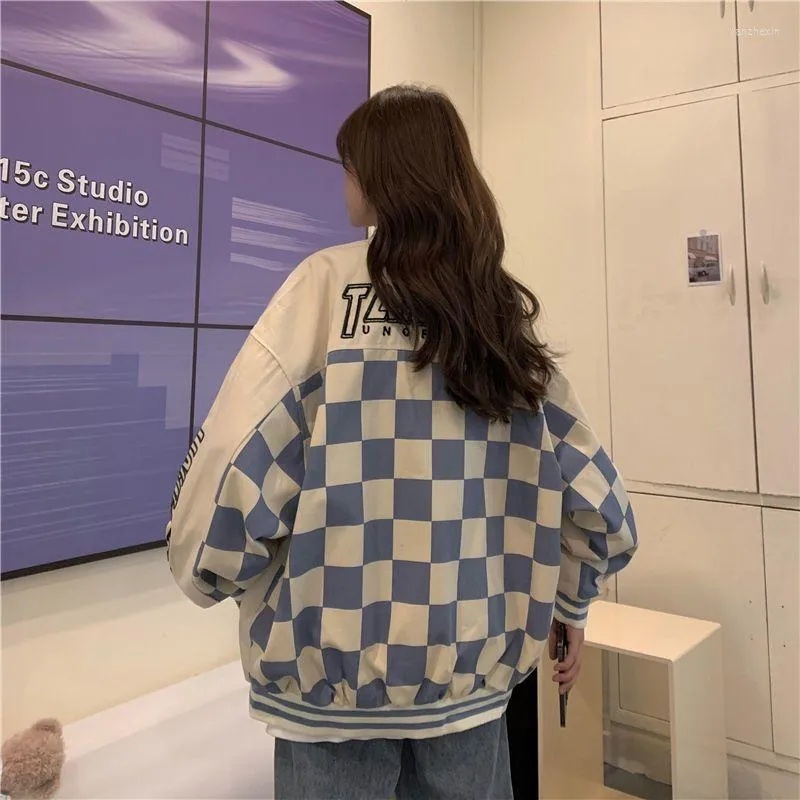 Kurtki damskie Vintage Women's Checkerboard Baseball Jersey