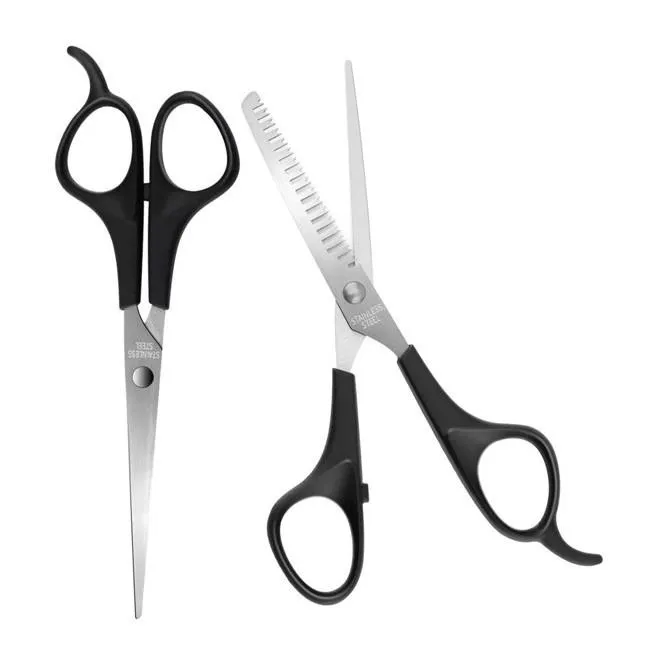 Black Hair Scissors Thin Thinning Scissor Straight Snips Adult Hair Cutting Tool Bangs Gadget Hairdressing