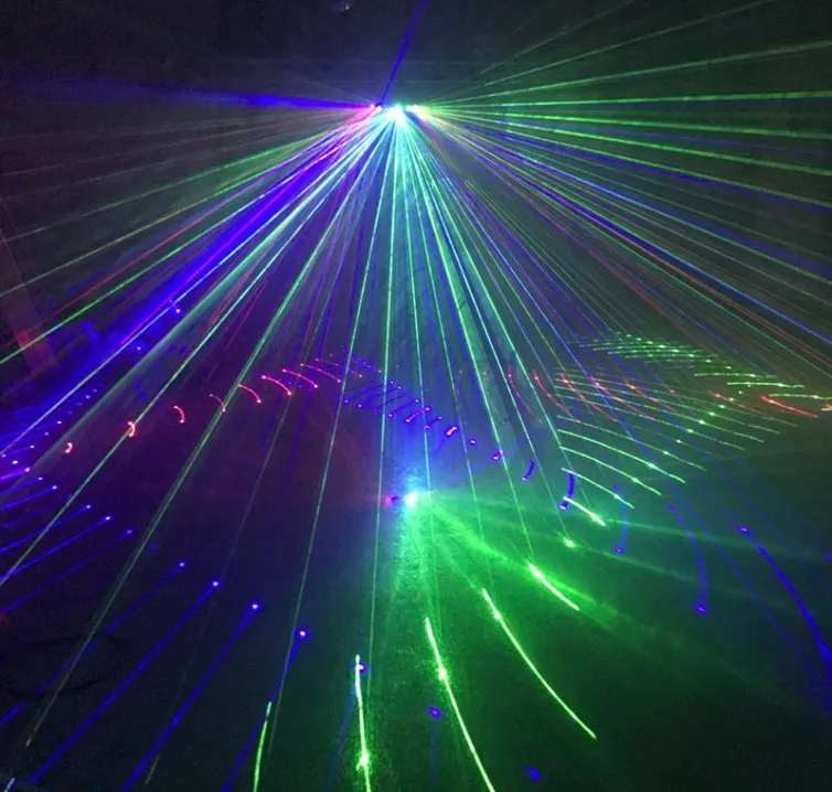 6 lente DMX 512 RGB Ilumina￧￣o a laser Full Color Stage Stage