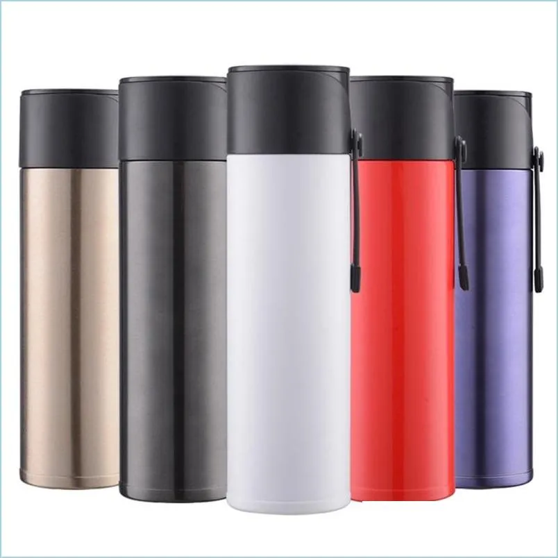 Tasses Couleur Pure Double Pont Vide Insation Coupe Droite Portable En Acier Inoxydable Tumbler Pratique Chine Produits Bouteille D'eau 26Jz Dhh8O