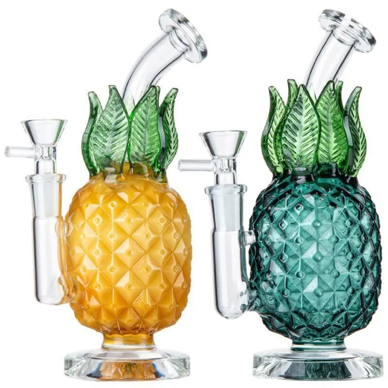 Hookah r￶ker holografisk regnb￥ge ananas bong r￶r 5 mm tjocka glas bongs ￥tervinnare h￥rd dabb olje riggar bubbler vattenr￶r tillbeh￶r med 14 mm sk￥l