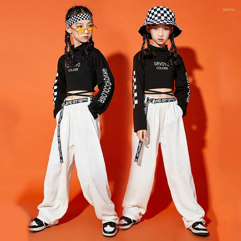 Stage Wear Hip Hop Girls Clothes Jazz Dance Costume Crop Tops Casual Pants Kids Hip-Hop Outfit Street Long Sleeves Suit BL7433