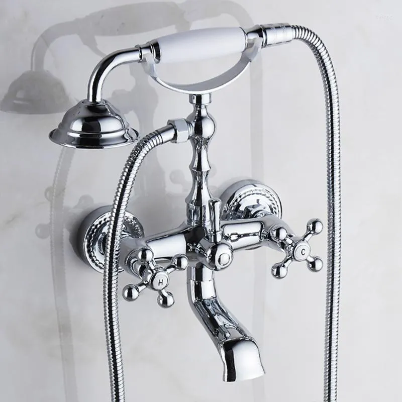 Ensembles de douche de salle de bain robinet de baignoire en laiton Chrome ensemble de bain argent montage mural robinets de pluie mitigeur Torneiras G021