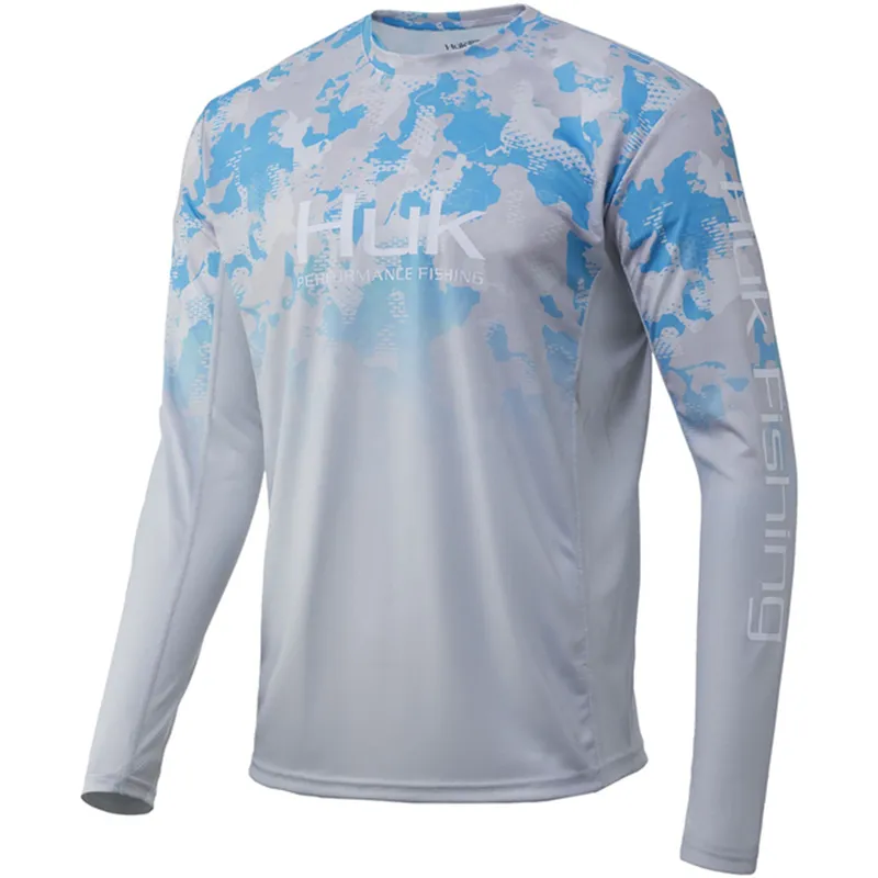Chemise Pêche Huk Performance Homme XL - Manches Longues, Camouflage Bleu, UV