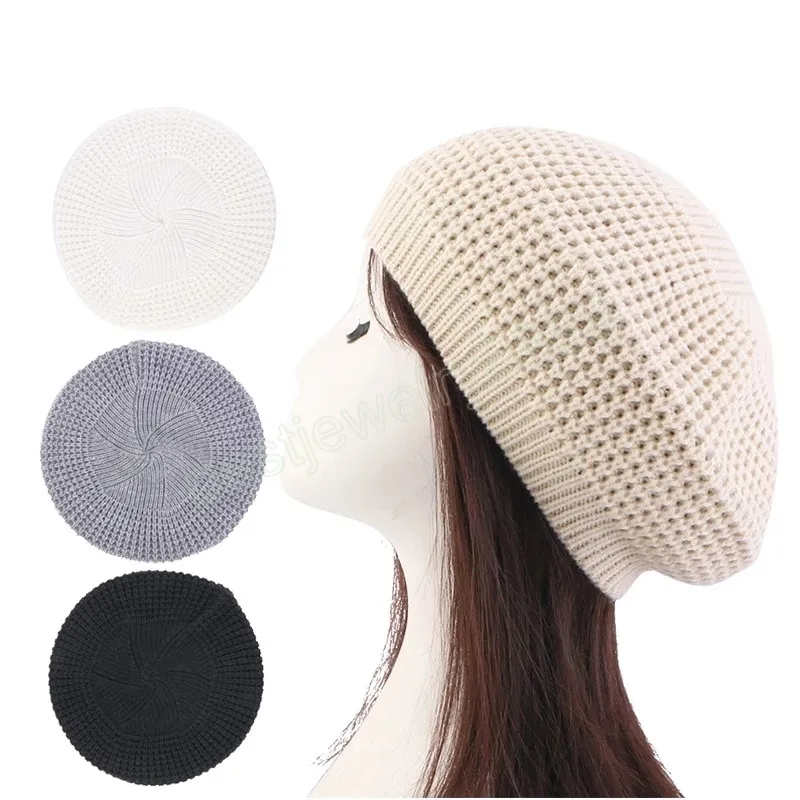 Vintage Women's Beret Cap Fashion Hat Winter Hat Casual Elastic Solid Color Ladies Outdoor Warm Beanie Cap berretto