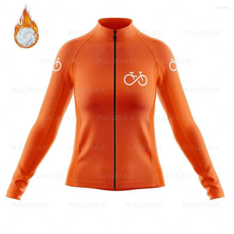 Racingjackor 2022 Vinterkvinnor Thermal Fleece Long Sleeve Jersey Outdoor Sport MTB Cycling Shirt Warm Cykel Riding Top Bike Clothing