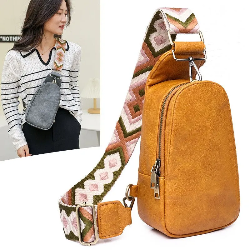 Wholesale Leather Fanny Pack Women Sling Bags Crossbody Versatile Ladies Retrol Chest Bag Phone Shopping Holder Bag