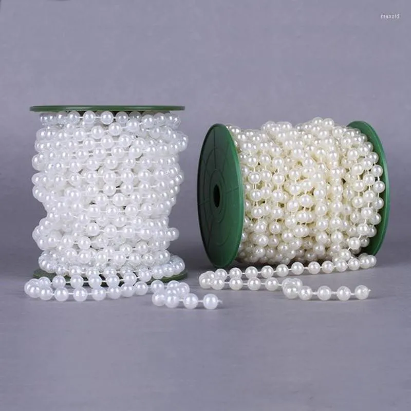 Party Decoration A Roll 10Meters L￤ngd 8mm White Beige Artificial Pearls Bead Garland Spool Rope Table Centerpiece Wedding Home