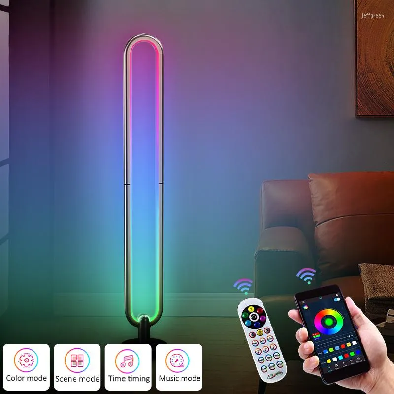 바닥 램프 거실 딤섬 가능한 코너 램프 스탠드 Tuya Smart RGB LED BLUETOOTH MOOD LIGHT BEDROOM Nordic Home Decor Interior