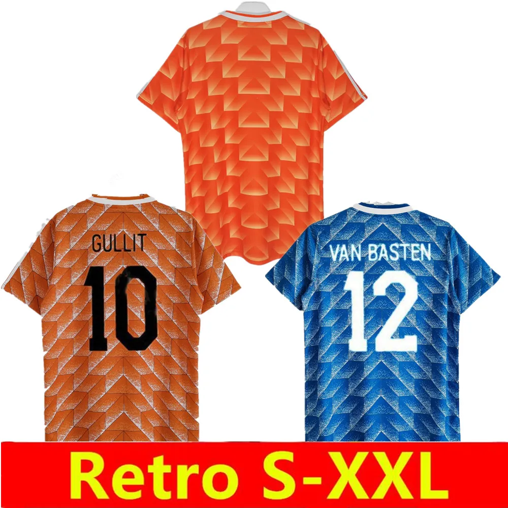 レトロオランダ 1988 ホームアウェイサッカーユニフォームファンバステンフリットクーマンヴィンテージオランダシャツクラシックキット