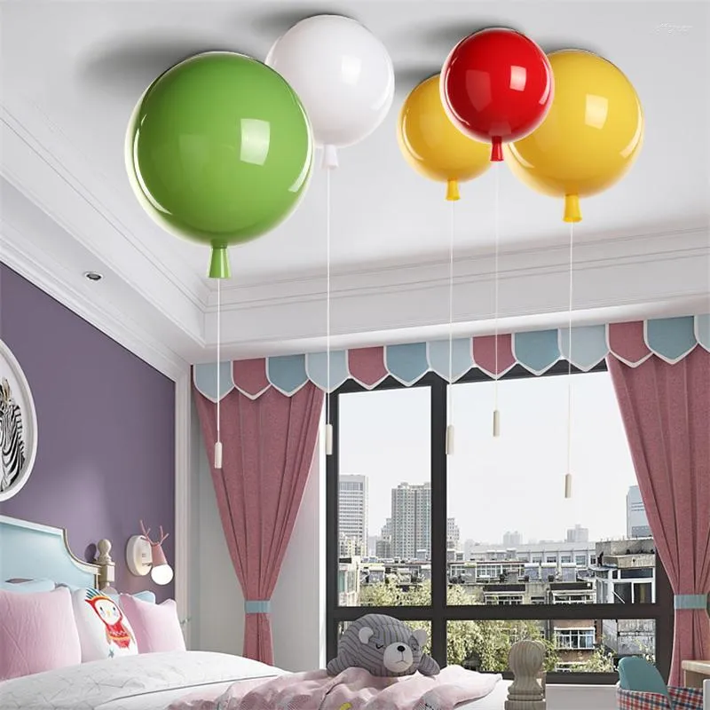 Modern 5 Color balloon ceiling lamp with E27 Bulb and Switch for Kids Room and Bedroom Home Decor Luminaire