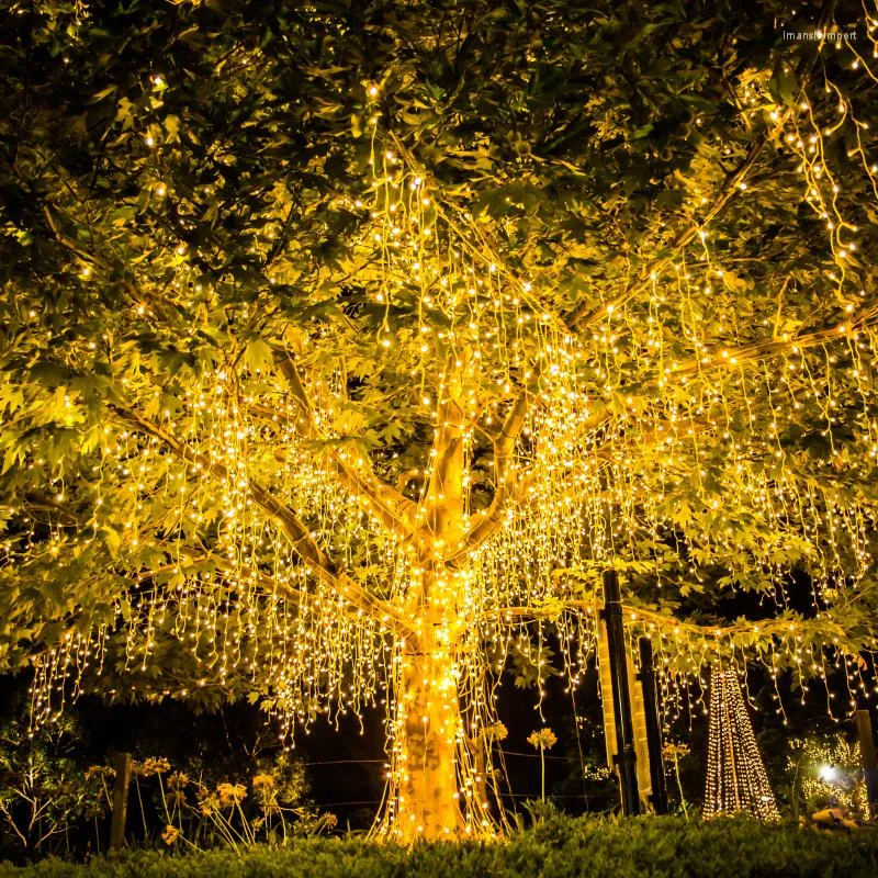 Strings Luz solar cordas leves luminosas de fada à prova d'água de garland ao ar livre Decoração de Natal Lâmpadas de jardim da rua decoração do pátio