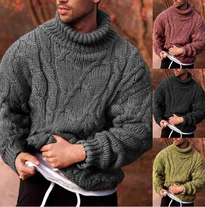 Herrtröjor Europeiska och amerikansk stil Hög NE -stickad Jaet Autumn Winter Sweater G221018