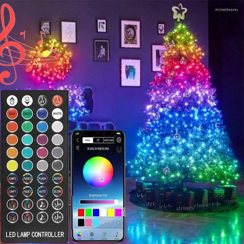 Strings Christmas Tree Decor Bluetooth LED String Light App Control Lamp Waterproof Outdoor Fairy Lights For