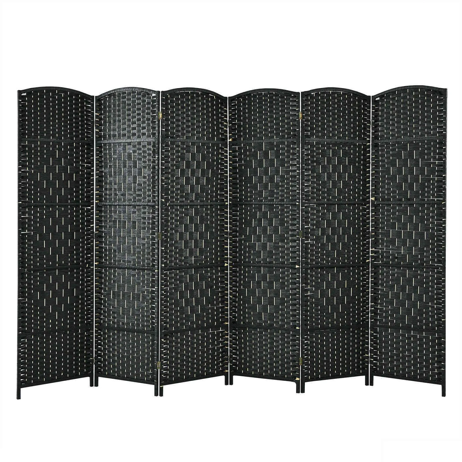 Screens Room Dividers 6-Panel Room Divider 6.5Ft Weave Fiber Folding Privacy Screen Black Hw67707 Drop Delivery 2022 Home Garden Dhnmw