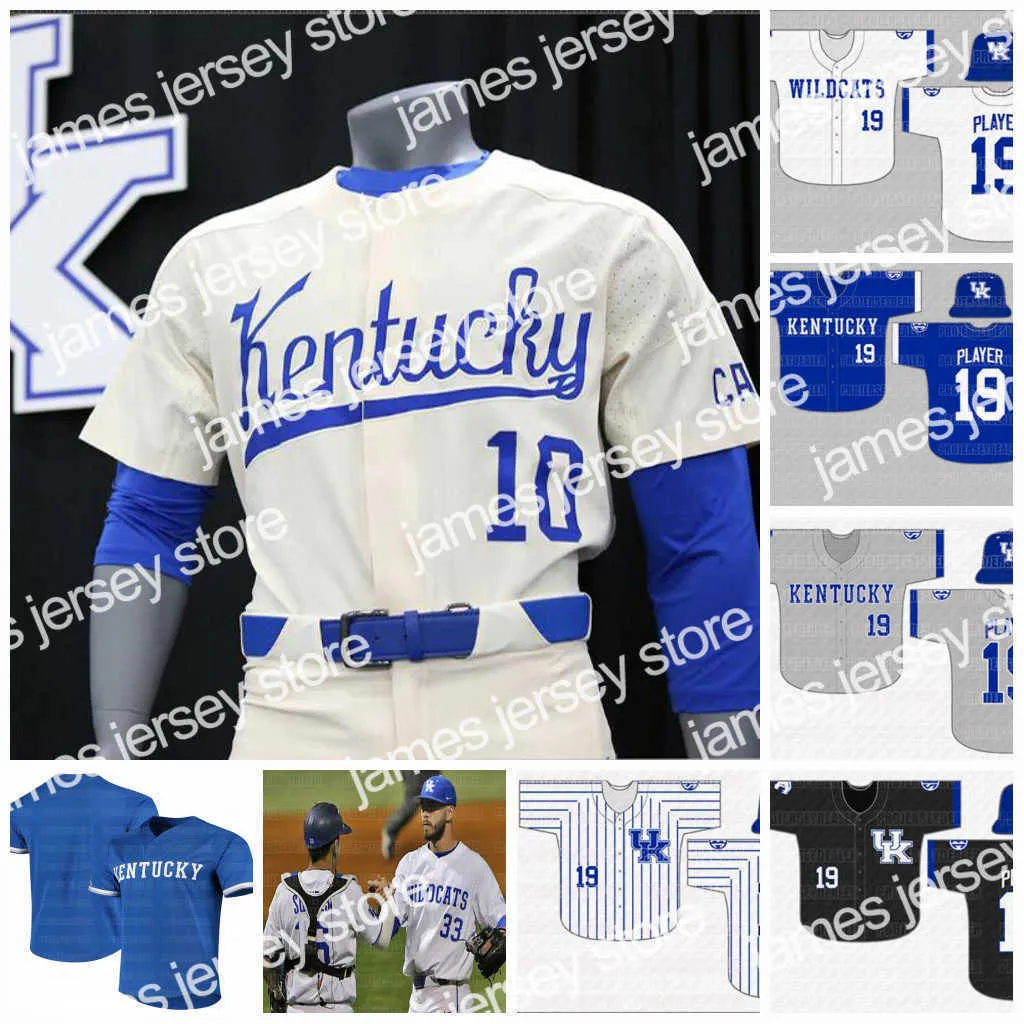 College Baseball Indossa Mens Custom NCAA Kentucky Wildcats Maglia da baseball Zeke Lewis Justin Olson Brett Marshall Kyle Music Jake Thompson Austin Schultz UK Jersey