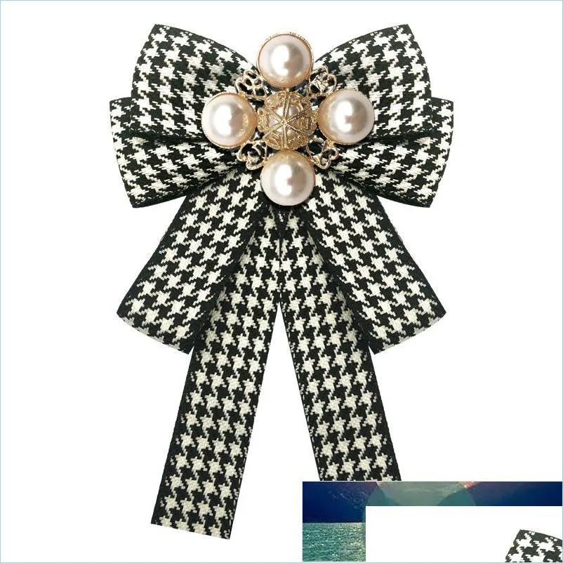 Pinos broches clássicos xadrez listrado de broche de broche de pérolas de pérolas de pérolas amarradas para fatos de jóias de roupas de camisa fato de jóias dhili