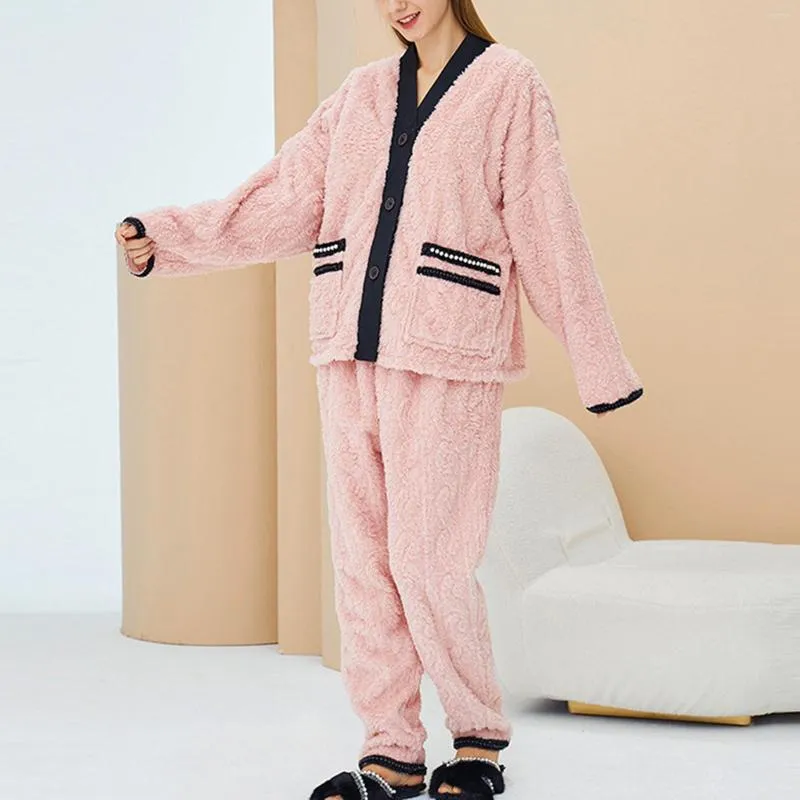 Kvinnors sömnkläder pyjama set silke kvinnor unisex kostym vinter flanell tryck varm pyjamas lång prinsessa deluxe tofflor för flickor