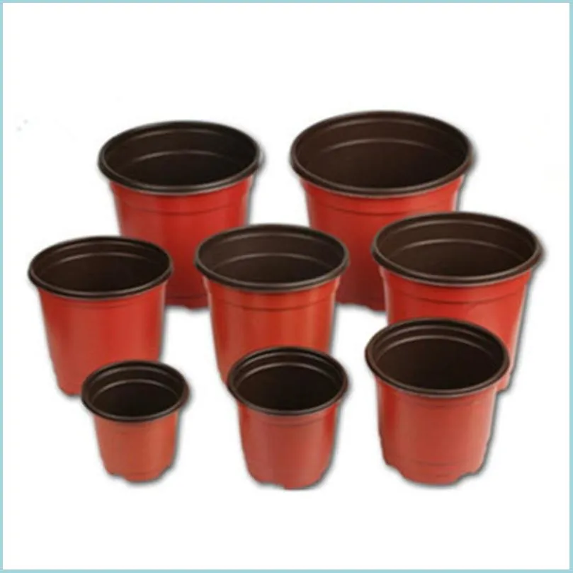 Planters Pots Double Color Flower Pots Plastic Red Black Nursery Transplant Basin Unbreakable Flowerpot Home Planters Garden Suppl Dh4Mb