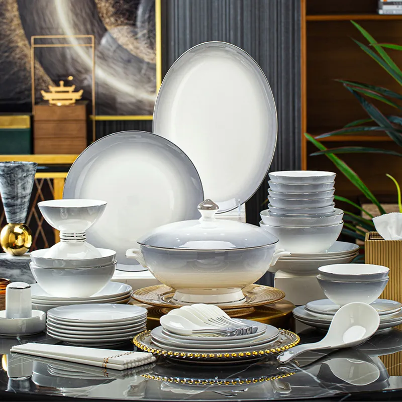 Ensemble de vaisselle chinoise, assiettes à dîner, ensembles de