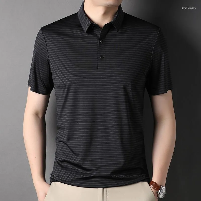 Heren Polos Classic Style Men's Casual gestreepte korte mouw Polo shirt Business Fashion Regular Fit mannelijke merk Tops