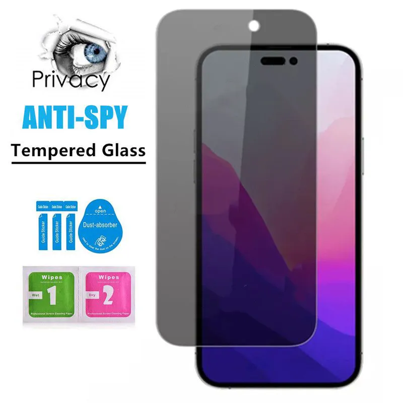 Protecteur d'écran de confidentialité en verre trempé anti-espion Dureté 9H pour iPhone 14 Pro Max 14Pro 13 13PRO 12 Mini 11 XS X XR 8 7 6 Plus Sans emballage Prix usine