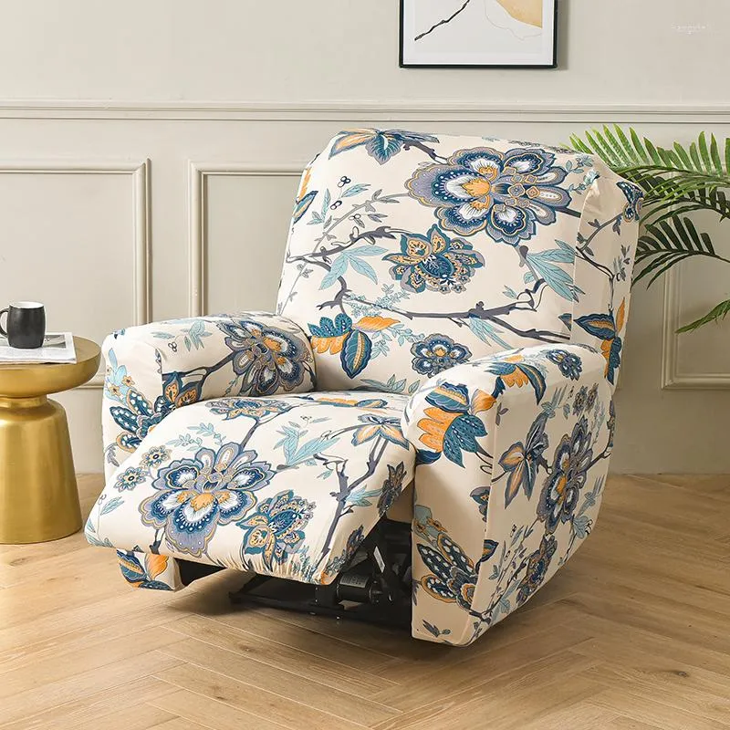 Pokrywa krzesła 4 sztuki rozkładana sofa do salonu elastyczna ochronka kwiatowa z kieszonkowym fotelem relaksującym